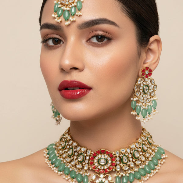 Jewel City Stunning Handcrafted Kundan Choker Jewelry Set - Distacart