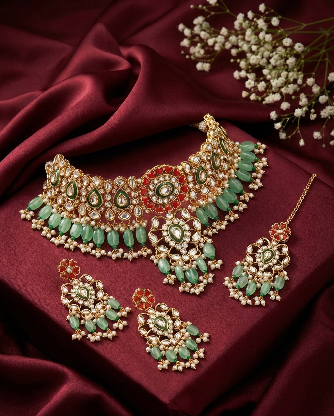Jewel City Stunning Handcrafted Kundan Choker Jewelry Set - Distacart