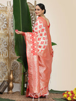Thumbnail for Astita Linen Cotton Red & White Saree
