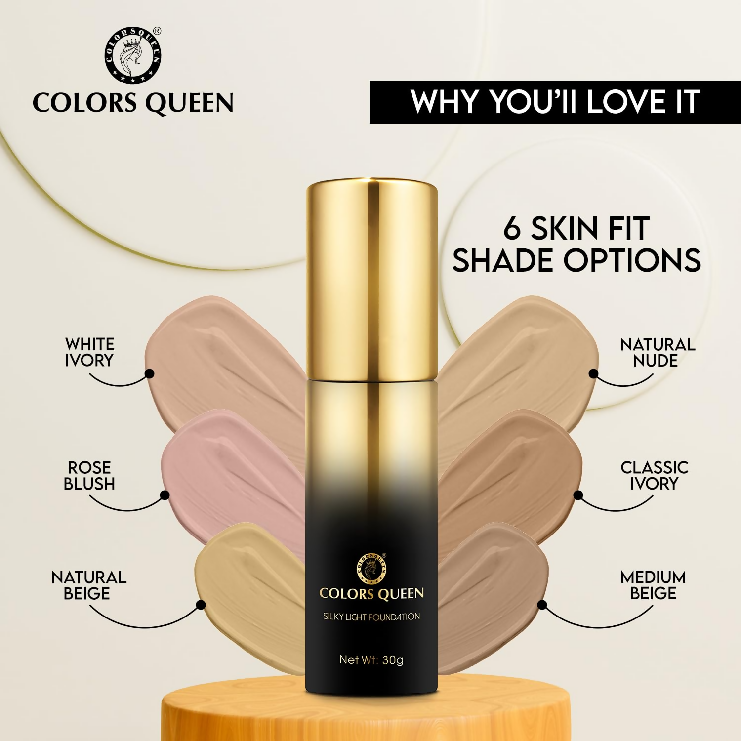 Colors Queen Silky Light Foundation - 04 Natural Nude - Distacart