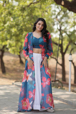 Thumbnail for Vastranavya Latest Fancy Party Wear Lehenga Choli With Shrug - Blue - Distacart