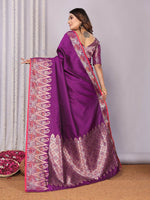 Thumbnail for Joban Fashion Banarasi Purple Jacquard Woven Soft Silk Saree