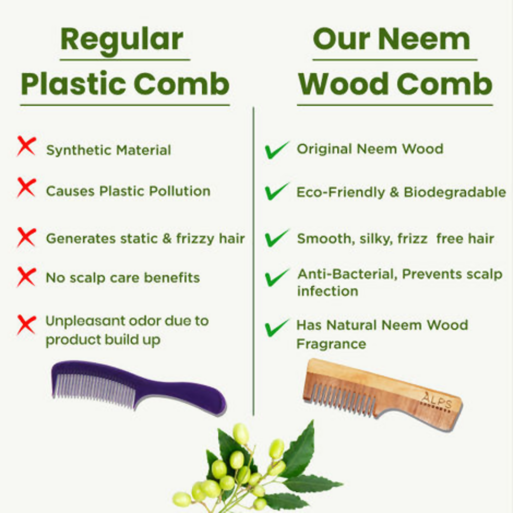Alps Goodness 100% Natural Neem Comb - Distacart