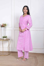 Thumbnail for Miravan Womens Pink Lucknowi Angrakha Style Kurta With Palazzo - Distacart