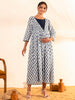Janasya White Cotton Floral A-Line Dress - Distacart