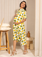 Thumbnail for Janasya Multicolour Cotton Geometric A-Line Dress