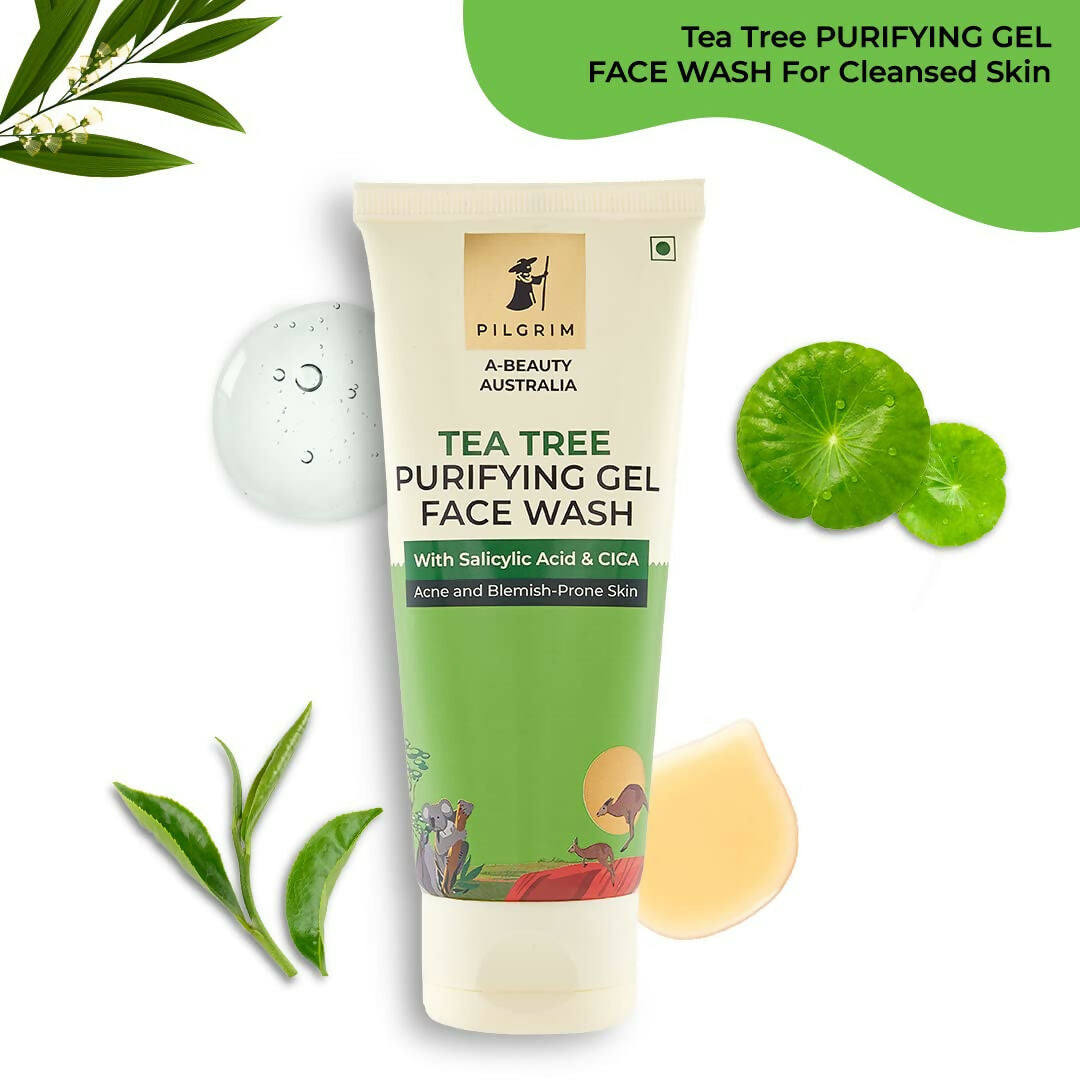 Pilgrim Australian Gel Face wash Purifying with Tea Tree, 1% Salicylic acid & CICA For Oily Skin, Acne And Pimples - Distacart