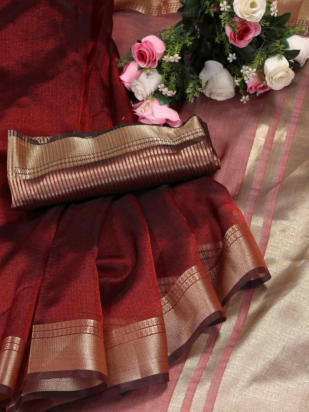 Astita Organza Red Saree