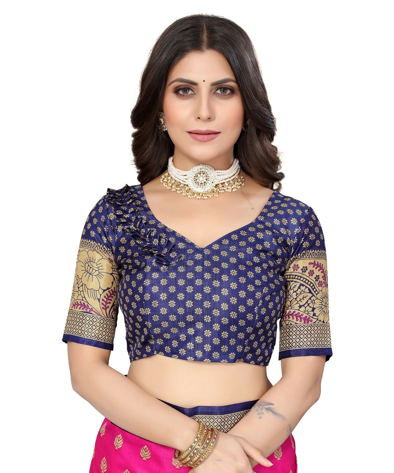 Vamika Pink Printed Art Silk Saree - Distacart