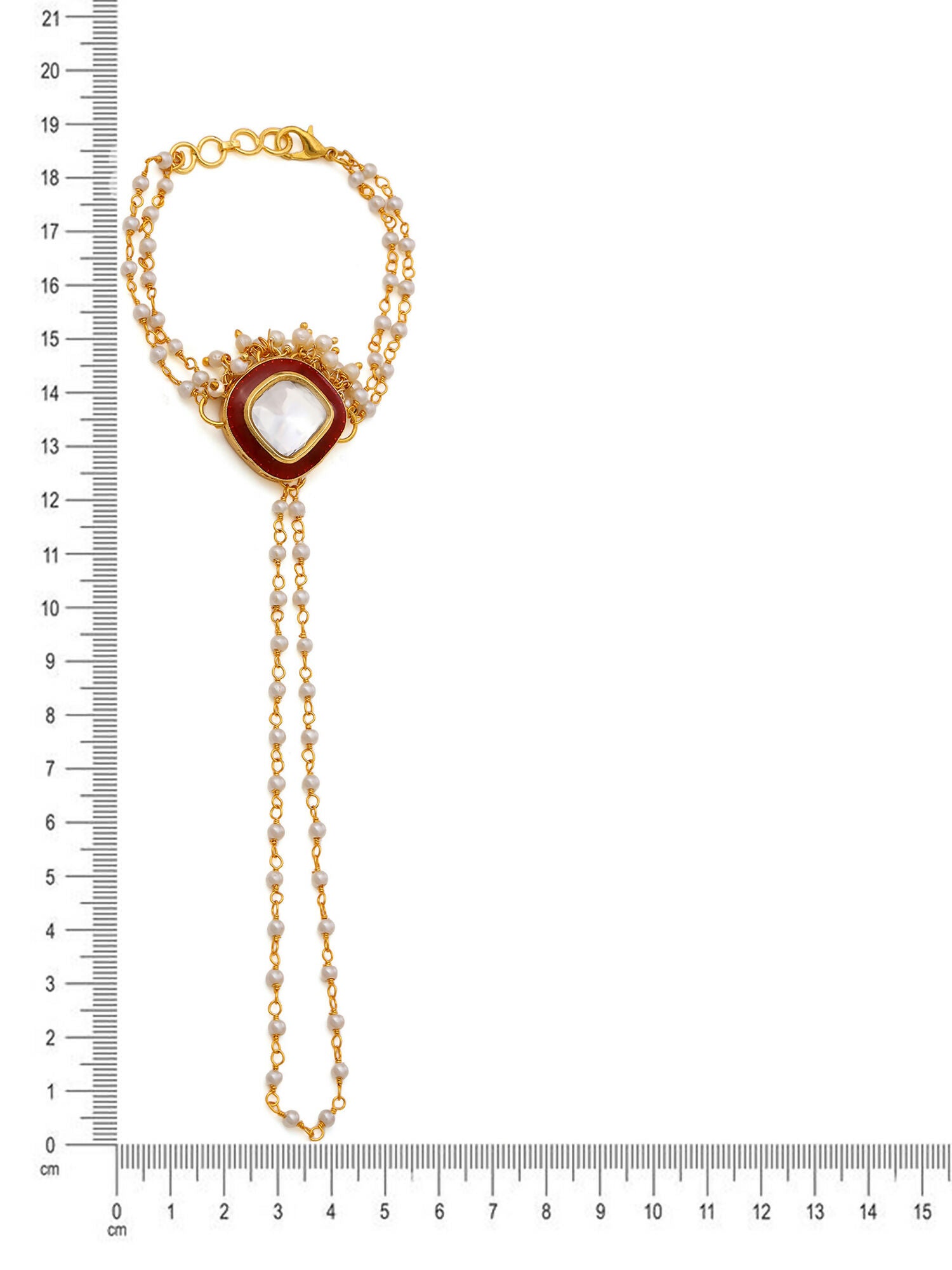 Ruby Raang Gold Red Meenakari Kundan Haath Phool