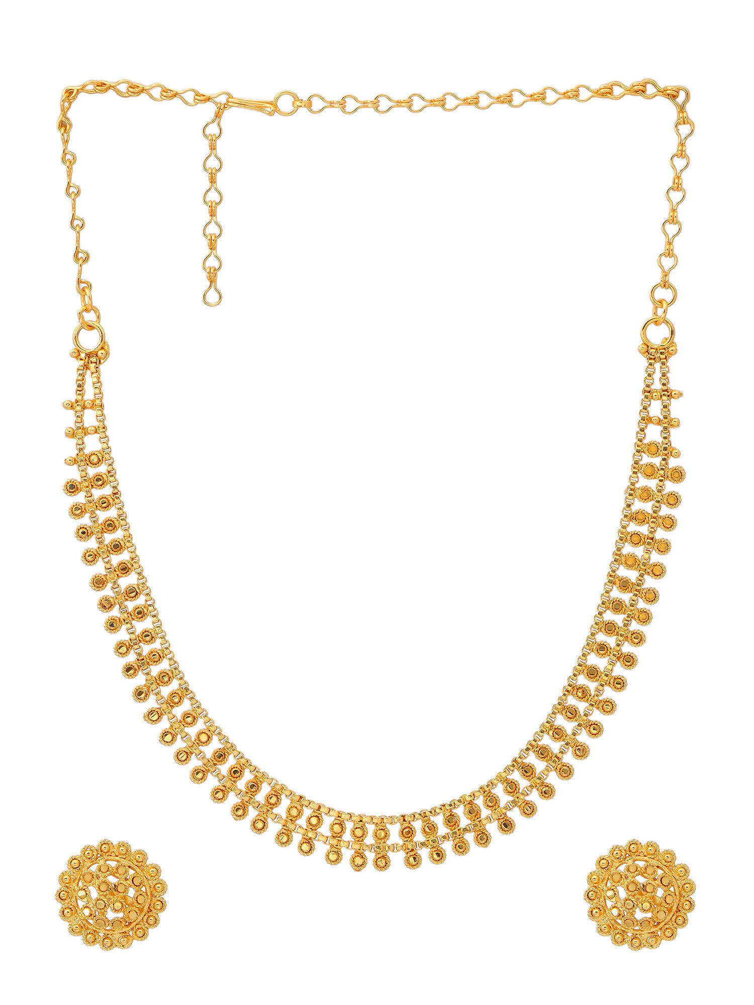 Ruby Raang Golden Necklace with Studs - Dista