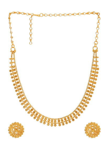 Ruby Raang Golden Necklace with Studs - Dista