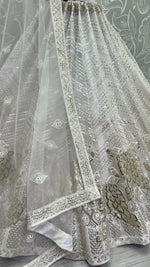 Thumbnail for Jyoti Fashion Women's White Bridal Net Fancy Foil & Sequins with Multi Thread Embroidered Wedding Lehenga Choli - Distacart
