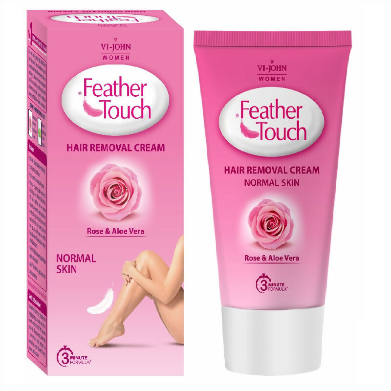 VI-JOHN Feather Touch Rose & Aloevera Hair Removal Cream for Women for Normal Skin, Suitable for Legs, Underarms, Bikini Line, Arms