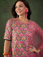 Thumbnail for Sangria Printed Straight Kurta & Trouser With Dupatta