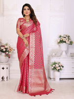 Thumbnail for Aastha Fashion Magenta Organza Silk Weaving Saree - Distacart