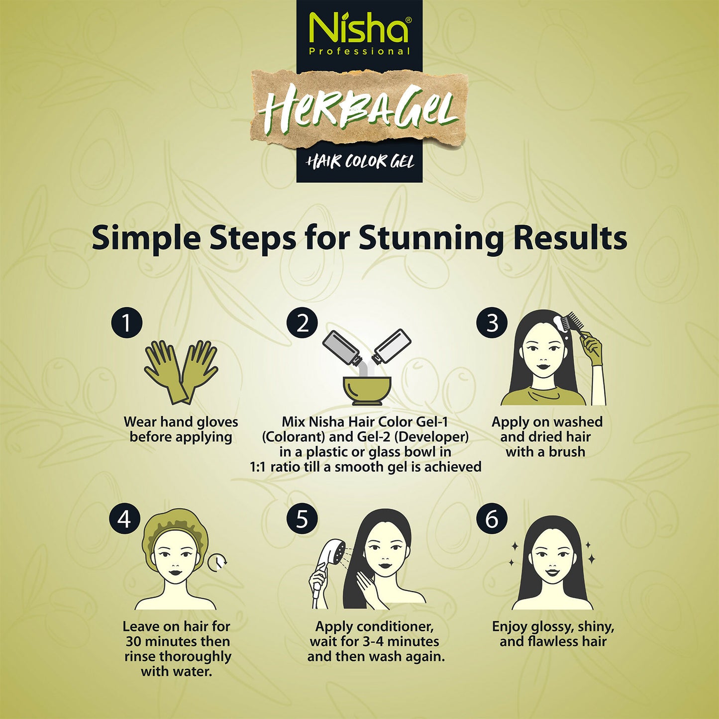 Nisha Herba Care Hair & Beard Colour Gel (Colorant + Developer), Original Black - Distacart