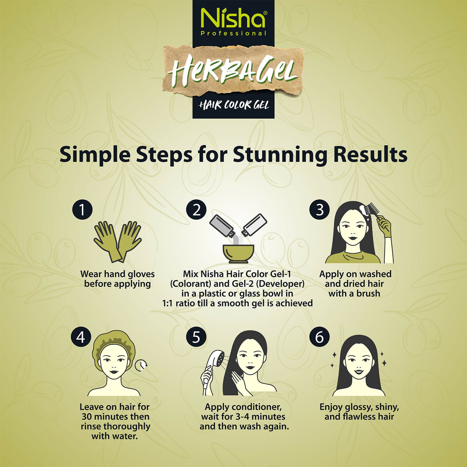 Nisha Herba Care Hair & Beard Colour Gel (Colorant + Developer), Original Black - Distacart