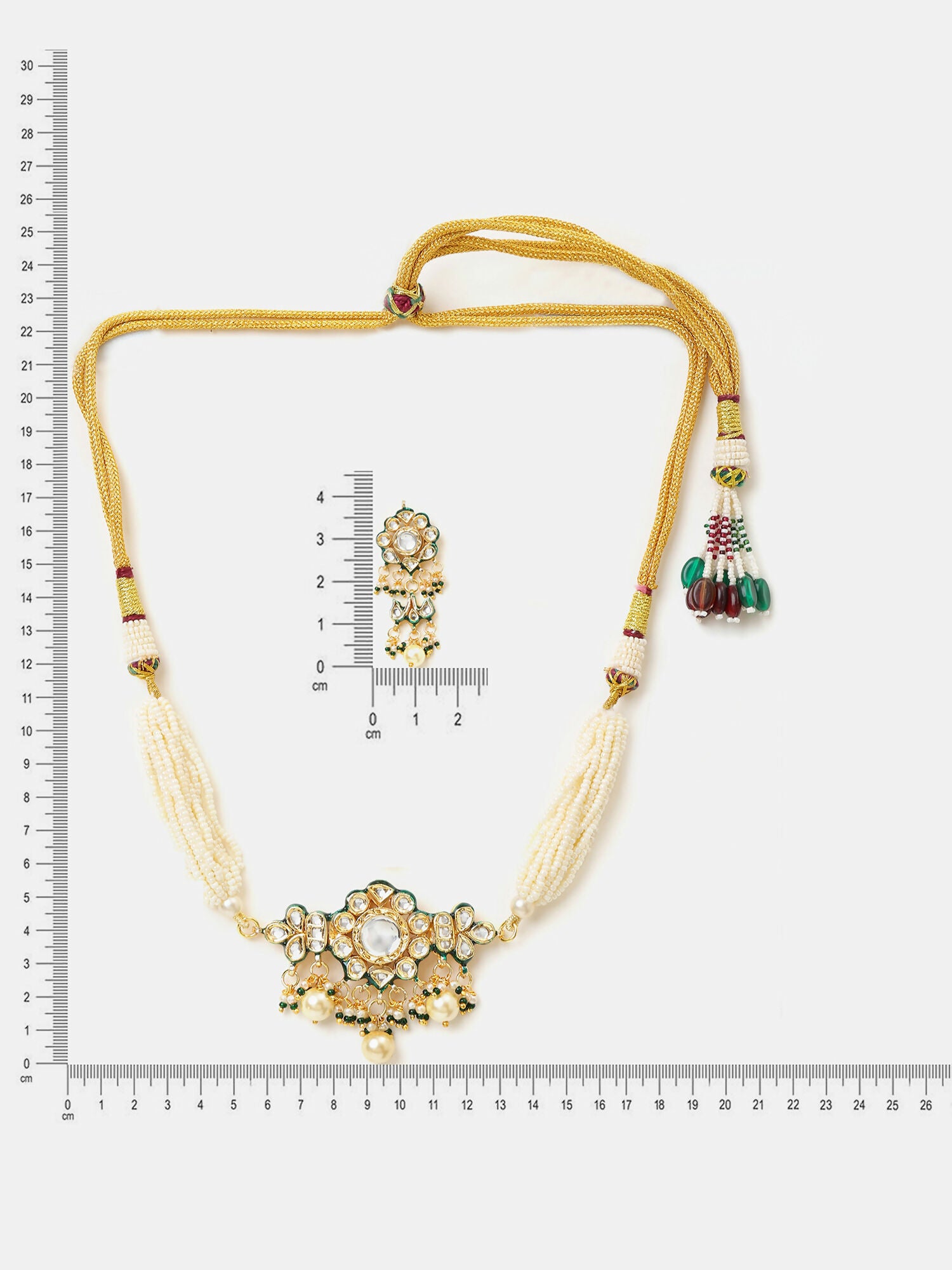 Ruby Raang Floral Kundan Studded Jewellery Set - Distacart