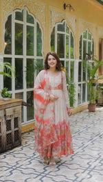 Thumbnail for Teeya Creation Multi Color Organza Silk With Digital print With Embroidery Gown
