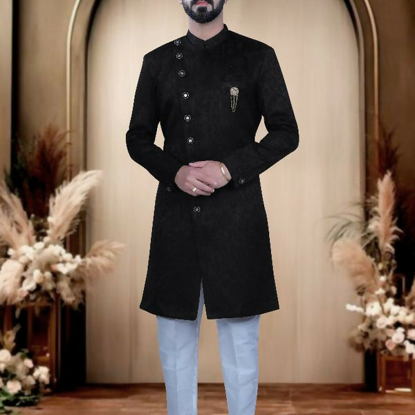 Joban Fashion Men's Black Satin Kurta with Pyjama - Distacart