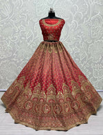 Thumbnail for Jyoti Fashion Women's Red Bridal Net Fancy Dori & Sequins Multi Thread Embroidered with Diamond Work Wedding Lehenga Choli - Distacart