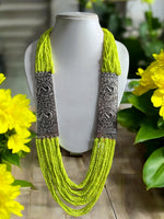 Thumbnail for Inhanns Saree Shobha Statement Necklace - Neon Green Necklace - Distacart