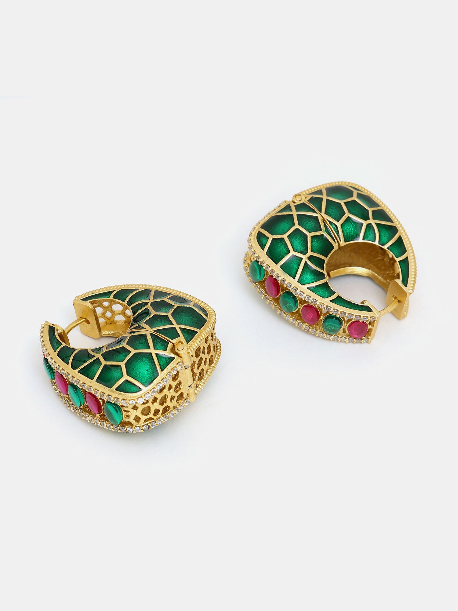 Ruby Raang Gold Polished Kundan Work Multi-Color Loops
