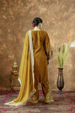 Thumbnail for Teeya Creation Yellow Color Velvet Silk Embroidery Work Party Wear Suit