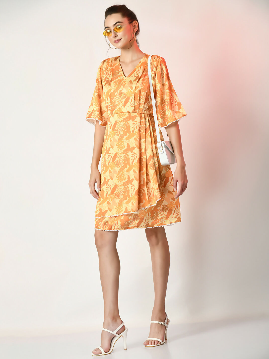Myshka Women's Yellow Printed Dress - Distacart