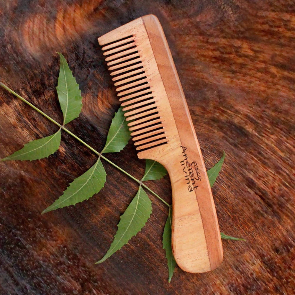 Ancient Living Neem Wood Comb With Handle - Distacart