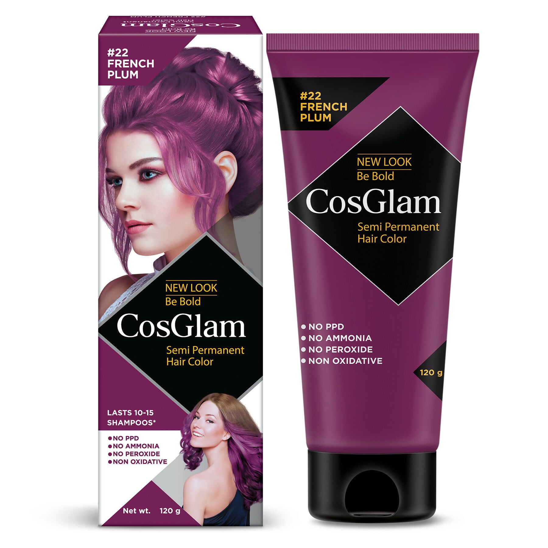 Cosglam Semi Permanent Hair Color for Women & Men (#22 French Plum) - Distacart