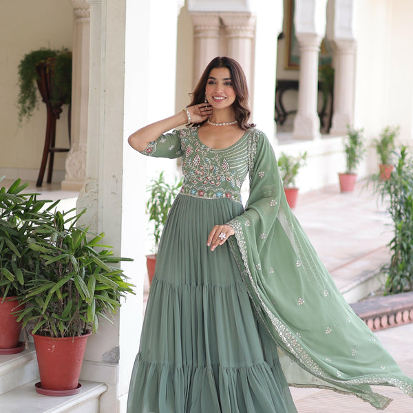 Joban Fashion Pista Readymade Kurta Set With Sequence embroidery Work