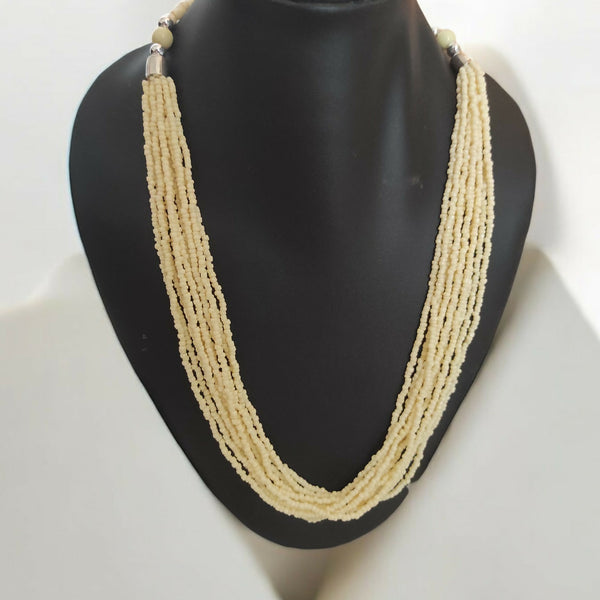 Inhanns Bloom Handmade Beaded Only Necklace - 12 Layers - Cream Necklace - Distacart