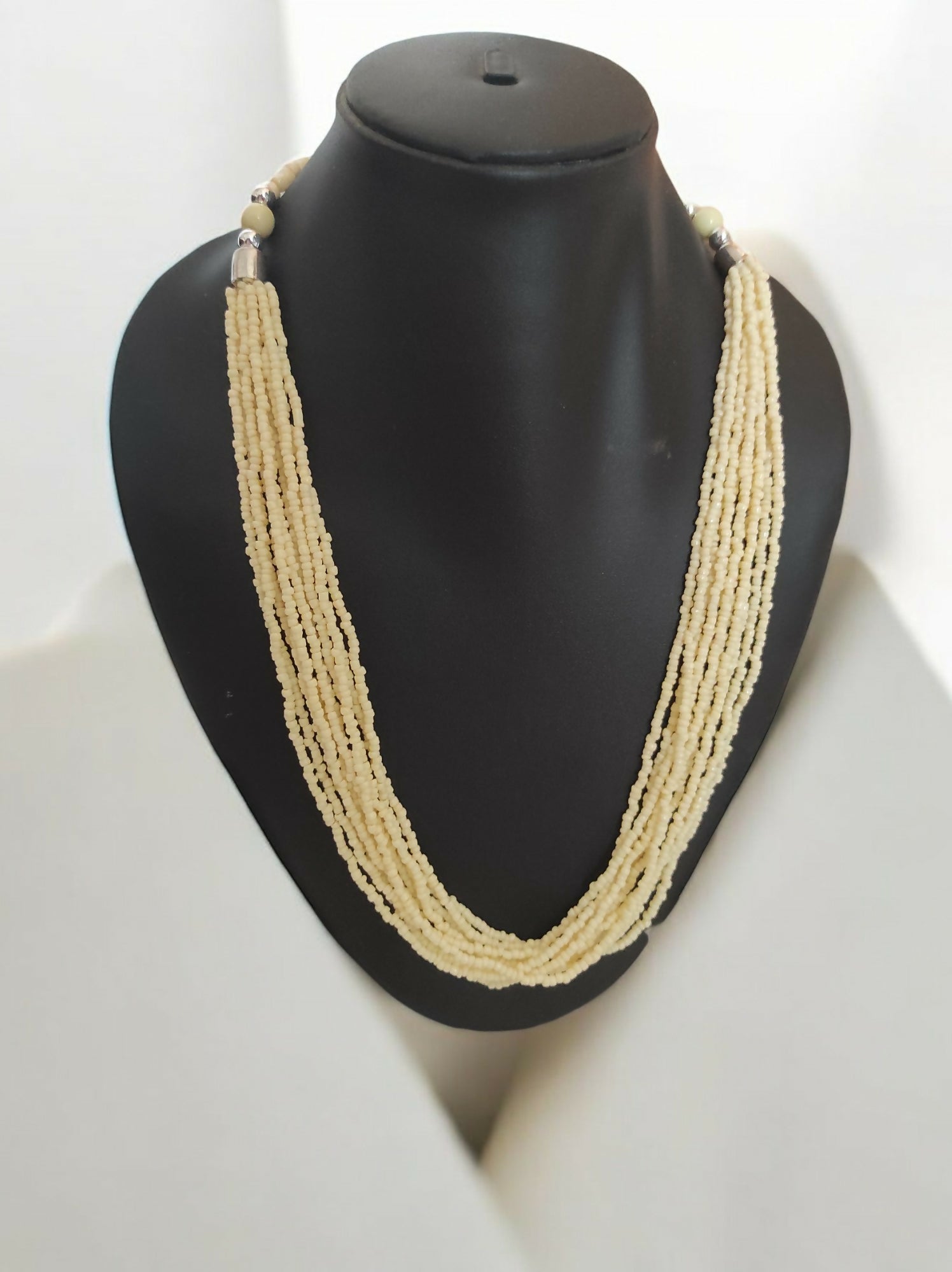 Inhanns Bloom Handmade Beaded Only Necklace - 12 Layers - Cream Necklace - Distacart