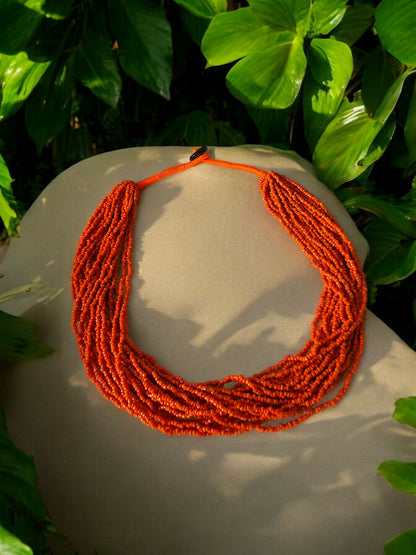 Inhanns Handmade Beaded Multilayer Necklace, 20 Layers - Orange - Distacart