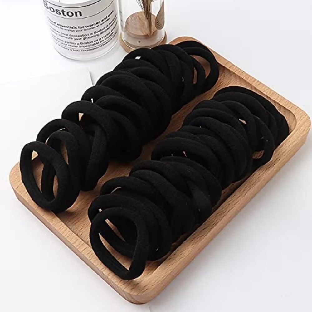 Bronson Professional Hair Rubber Bands Ponytail Holder with Storage Box - Black - Dista