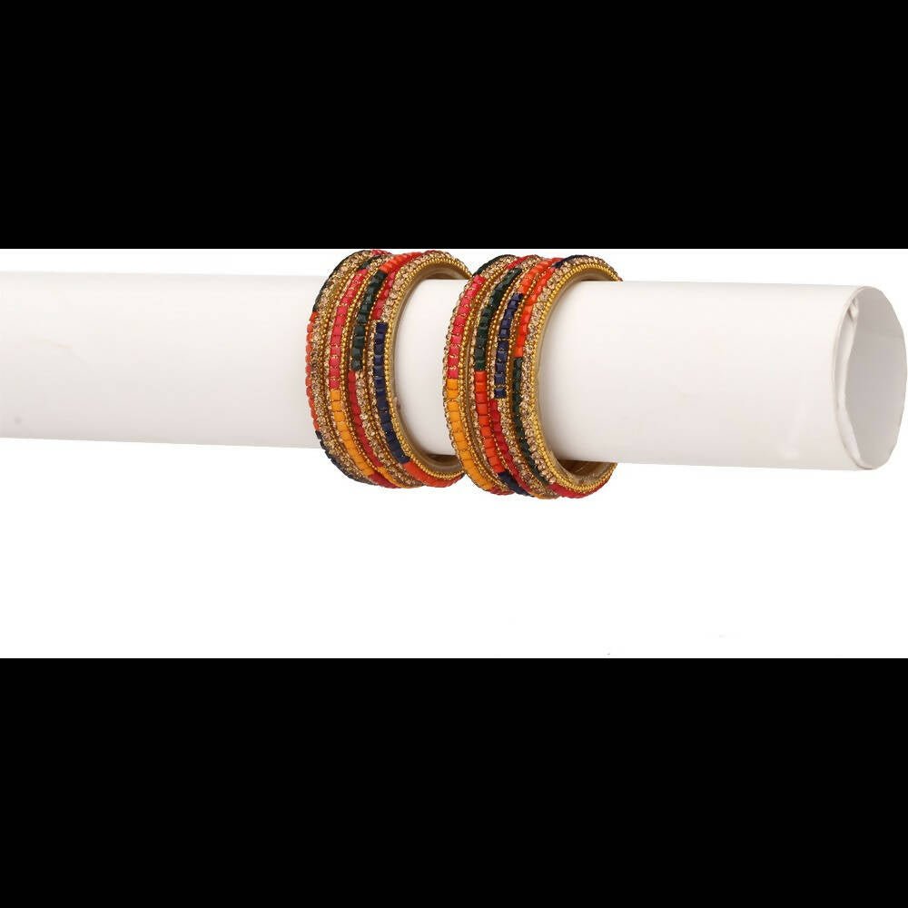 Afast Bridal Wedding & Party Fashionable Colorful Glass Bangle/Kada Set, Pack Of 8 - Distacart