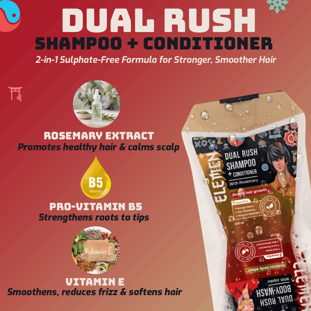 Elemen Dual Rush – Body Wash + Shampoo & Conditioner with Jojoba and Rosemary - Distacart