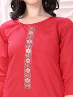 Thumbnail for Hem Embroidered Kurta With Pant & Embroidered Dupatta, Pink - Hiral Fashion - Distacart