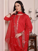 Thumbnail for Hem Embroidered Kurta With Pant & Embroidered Dupatta, Pink - Hiral Fashion - Distacart