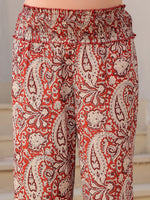 Thumbnail for Janasya Dark Cotton Paisley A-Line Top & Bottom Set