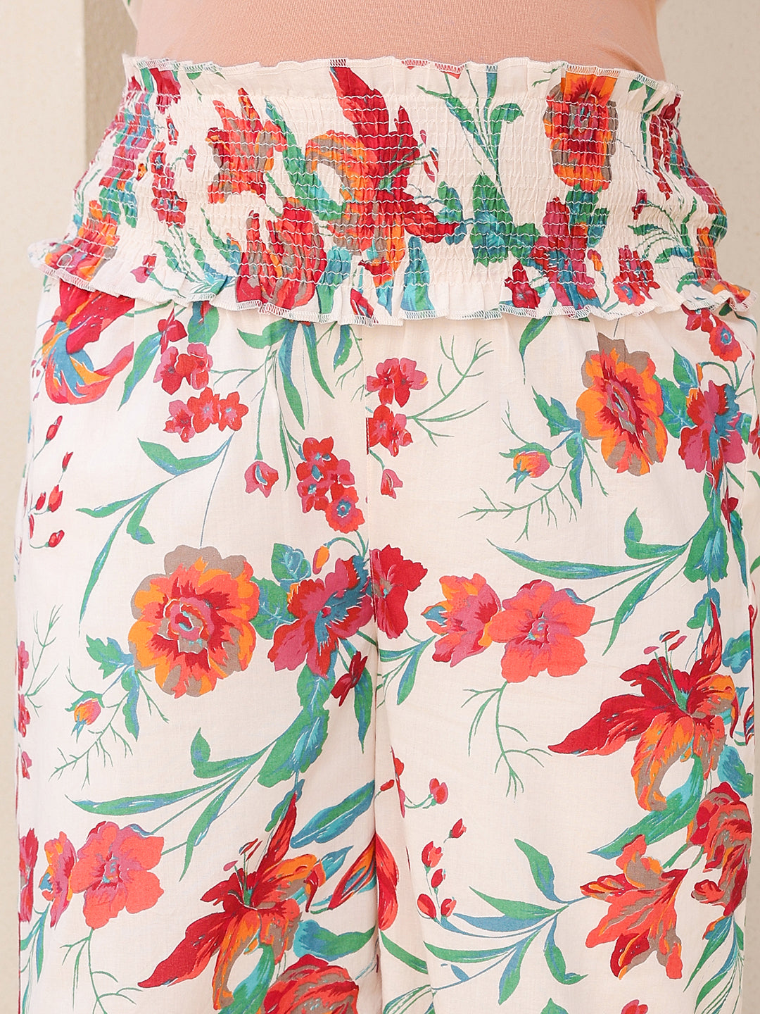 Janasya Light Cotton Floral A-Line Kurta Set