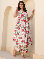 Thumbnail for Janasya Light Cotton Floral A-Line Kurta Set
