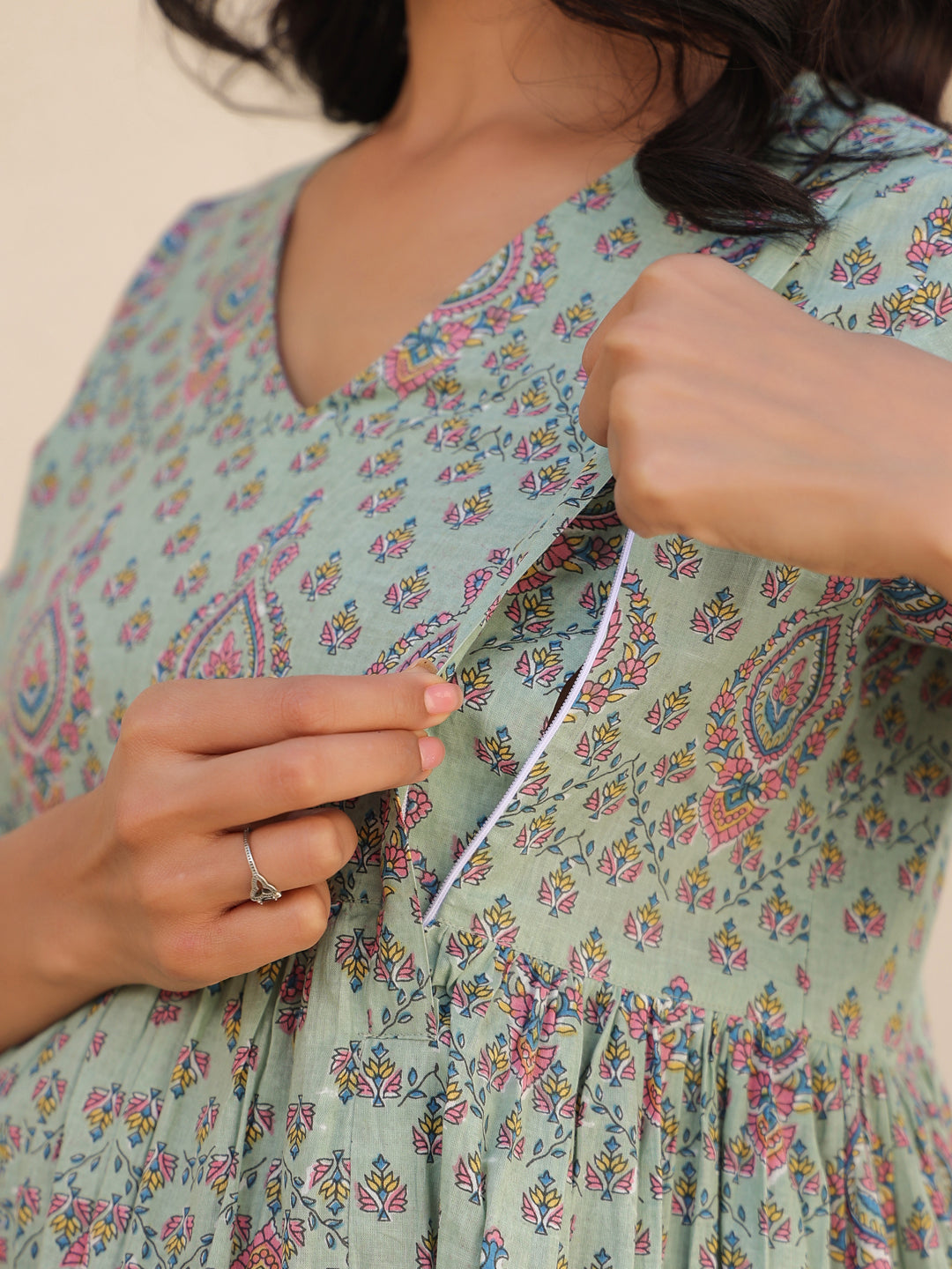 Janasya Light Cotton Floral A-Line Top & Bottom Set