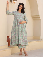 Thumbnail for Janasya Light Cotton Floral A-Line Top & Bottom Set