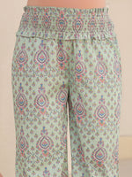 Thumbnail for Janasya Light Cotton Floral A-Line Top & Bottom Set