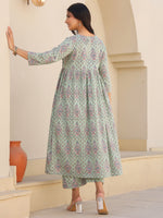 Thumbnail for Janasya Light Cotton Floral A-Line Top & Bottom Set