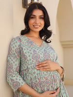 Thumbnail for Janasya Light Cotton Floral A-Line Top & Bottom Set