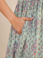 Thumbnail for Janasya Light Cotton Floral A-Line Top & Bottom Set